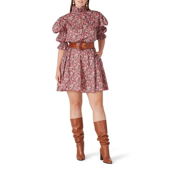 Philosophy di Lorenzo Serafini Puff Shoulder Dress in Red 2 Womens Floral - Picture 3 of 16